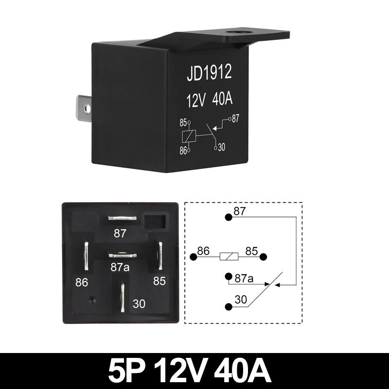 JD1914 40A 12V/24V SPDT Waterproof Car Relay 4/5 Pin Auto Switch Starter Kit for Car Boat Tractor Truck Motorcycle Relays 5