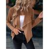 Autumn Fashion Women New Jackets Casual Imitation Deerskin Short Coat Big Lapel Elegant Long Sleeve Zipper Solid Color Clothes 1572