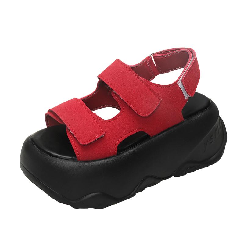 Модные женские сандалии на липучках, роскошные женские сандалии на высокой платформе, повседневные пляжные шлепанцы, летние каблуки 8 см, толстая подошва, сандалии