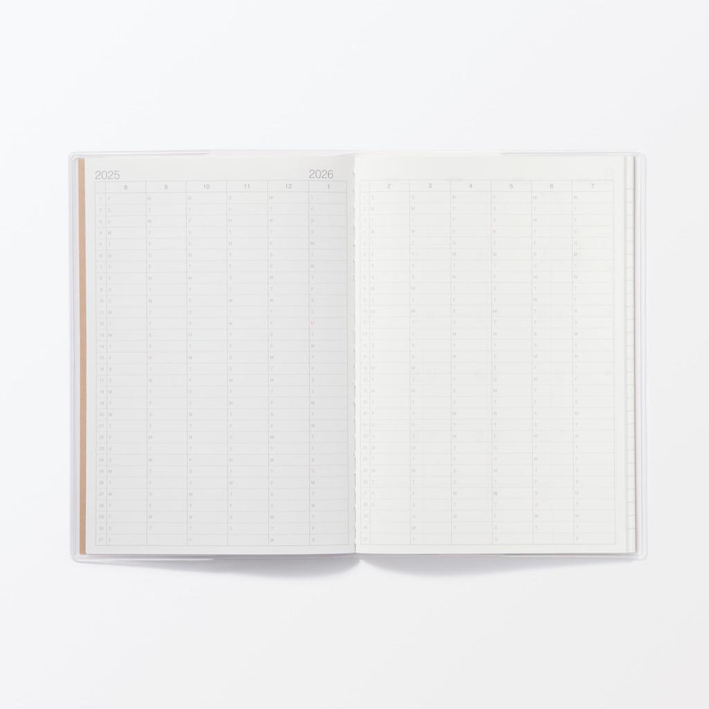 MUJI 2025 B6 Monthly Starts August Sunday Start Planner, Size, Schedule, Brown, 84526169, 2025,
