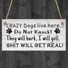 2Pcs Rectangle Dog Sign Plaque Wooden Tag Hanging Pendant Home Door Decoration