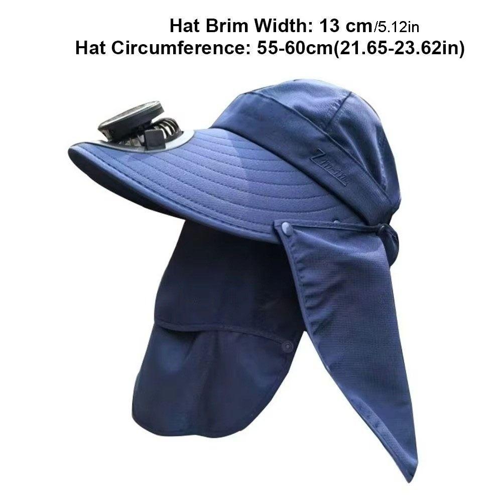 Quick Dry Solar Fan Hat Solar Charging Breathable Wide Brim Sun Cap Digital Display Strong Wind Fishing Bucket Hat Hot Weather