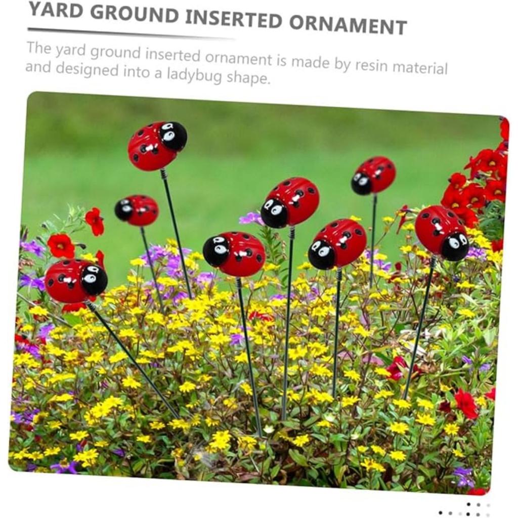 Садовые колышки из смолы в виде божьей коровки, 10 шт., декоративное уличное искусство для весеннего декора, украшения для газона в виде божьей коровки, садовые украшения для дома и патио