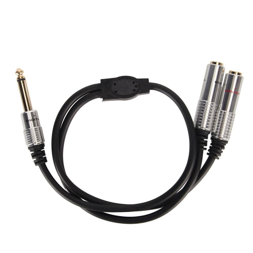 6.35mm Mono Male Plug to Dual 6.35mm Female Signal Audio Cable for Audio System