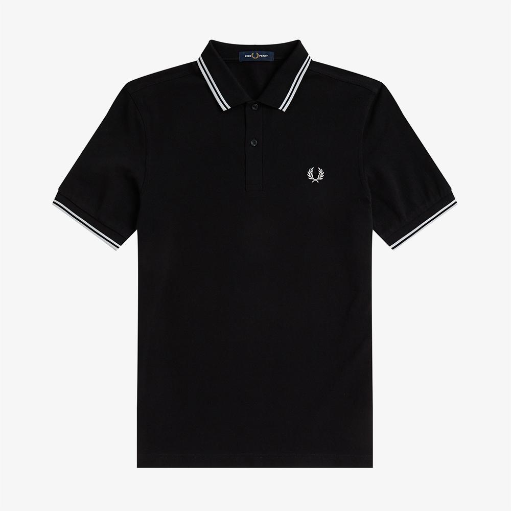 Fred Perry [M3600] Рубашка Fred Perry с двумя полосками - Черно-белая M3600-350