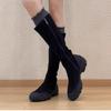 5Cm Giant Slim Round Head Side Zipper Boots 2025 Autumn and Winter Niche Retro Sports Thick Bottom Elastic Thin Boots Women