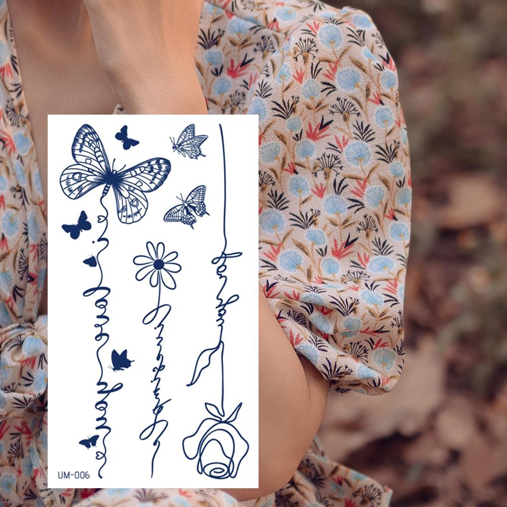 1 лист, полупостоянные реалистичные водонепроницаемые и съемные татуировки в виде трав, женские татуировки на спине, долговечные