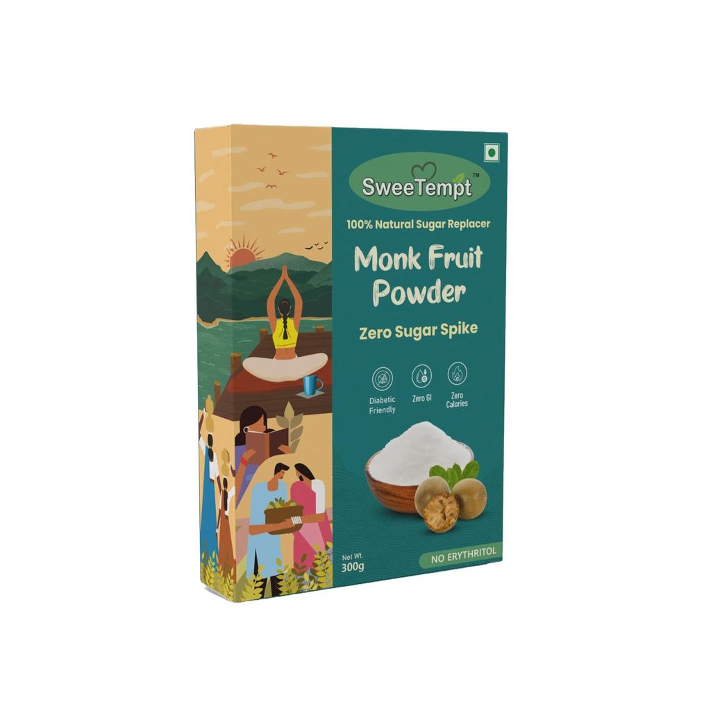SweeTempt Monk Fruit Powder Sweetener | No Erythritol | Natural Sugar Replacer | Zero Calories | Diabetic & Keto Friendly | 1:1 sugar sugar replace
