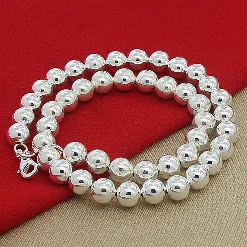 JewelryTop    Медь 4MM/6MM/8MM/10MM Гладкие Бусины Шариковая Цепь Ожерелье Для Женщин Мужчин Модные Украшения