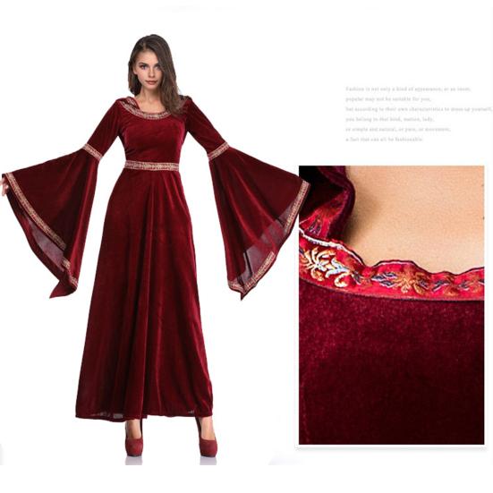 Vinatge женское платье с рукавами-колокольчиками контрастного цвета трапециевидной формы с большим подолом Виктория с капюшоном в средневековом стиле Хэллоуина косплей костюм вечерние платье макси