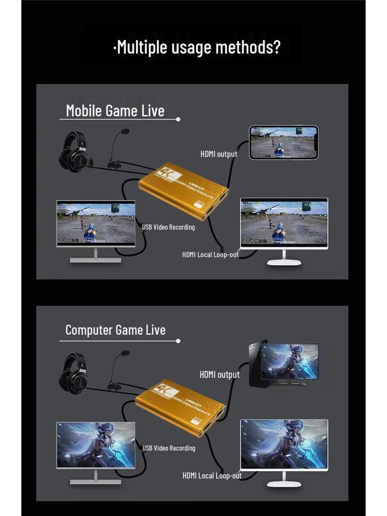 Карта захвата HD-видео USB 3.0 HDMI для мобильного и ПК-гейминга, прямой трансляции, записи, совместимая с чипом 2131 Захват HDTV