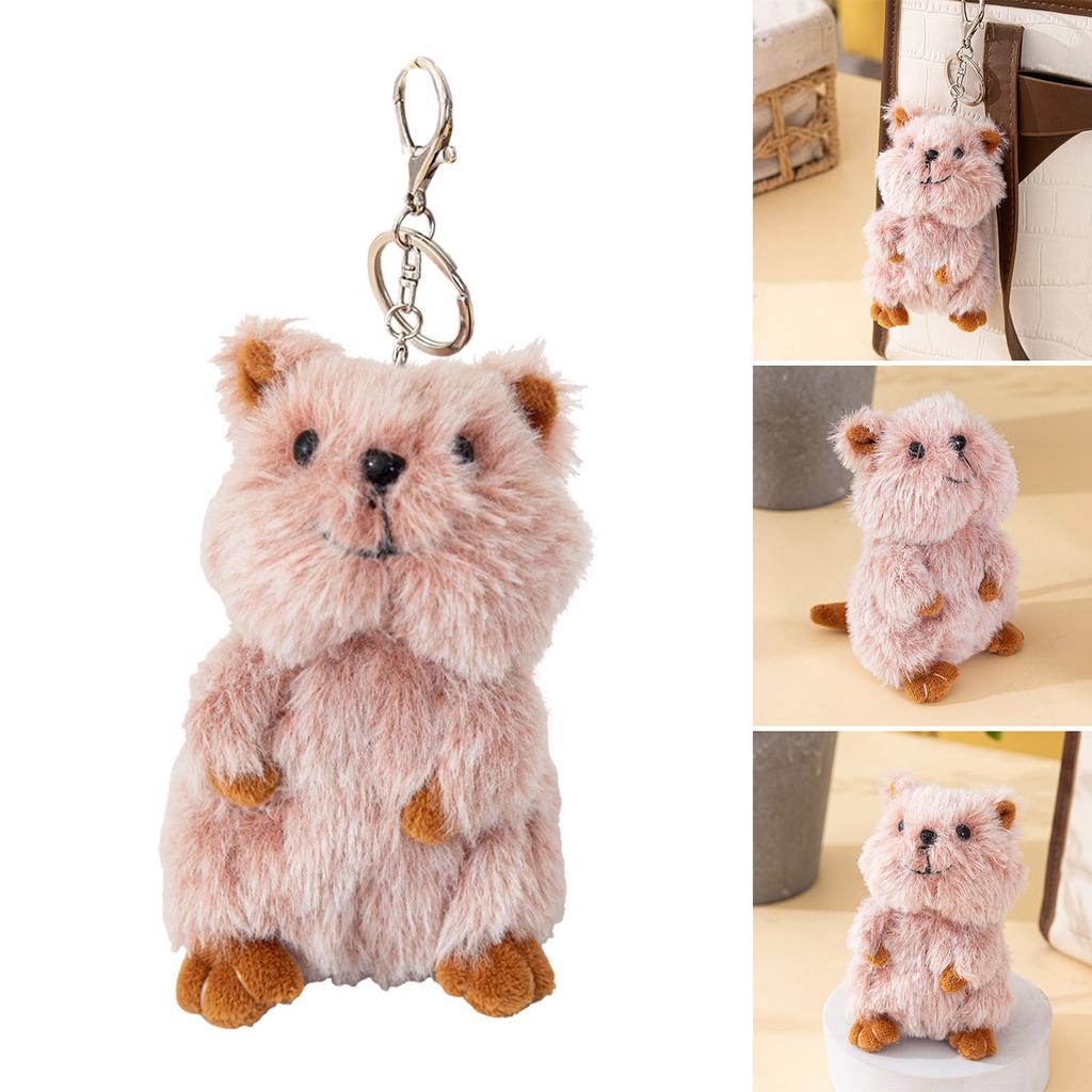 Cute Cartoon Kangaroo Keychain Plush Stuffed Animal Doll Pendant Keyring Bag Charm Backpack Decoration Car Key Holder