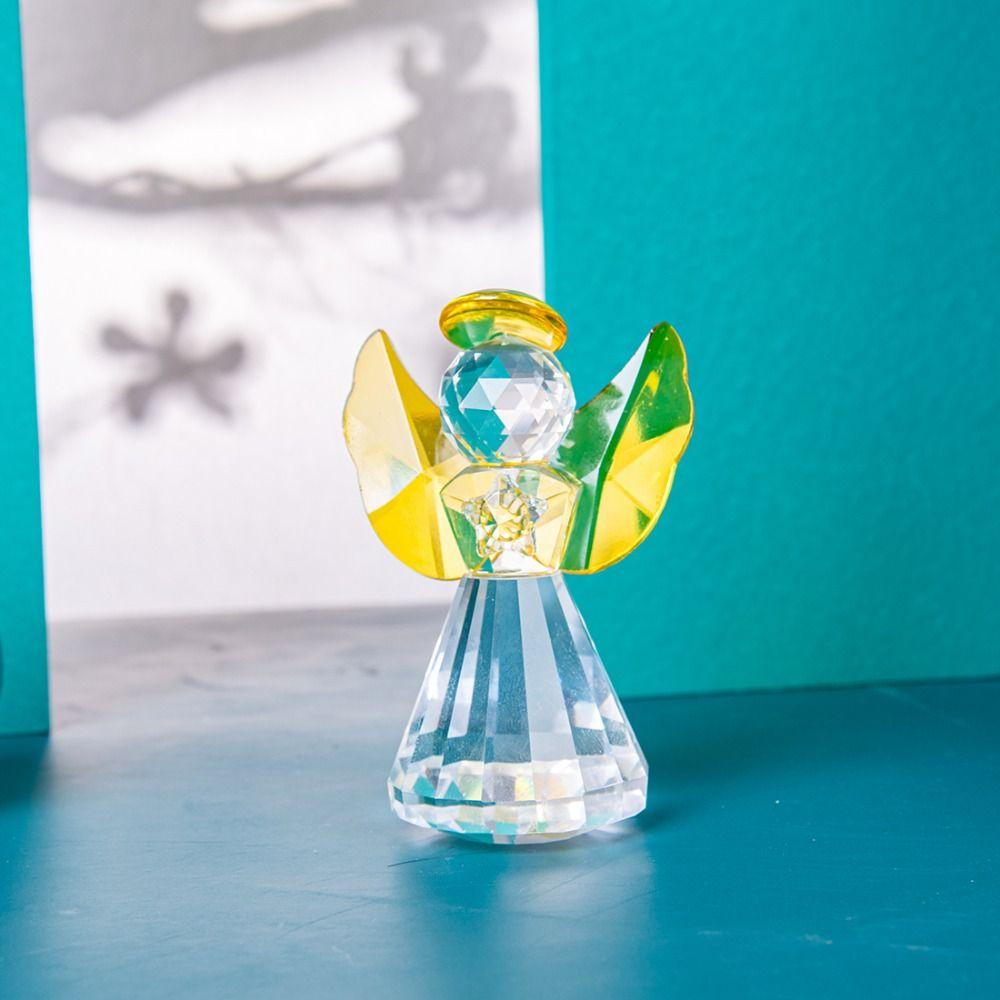 Collecible Crystal Angel Statue Crafts Table Ornament Guardian Angel Figurine Desktop