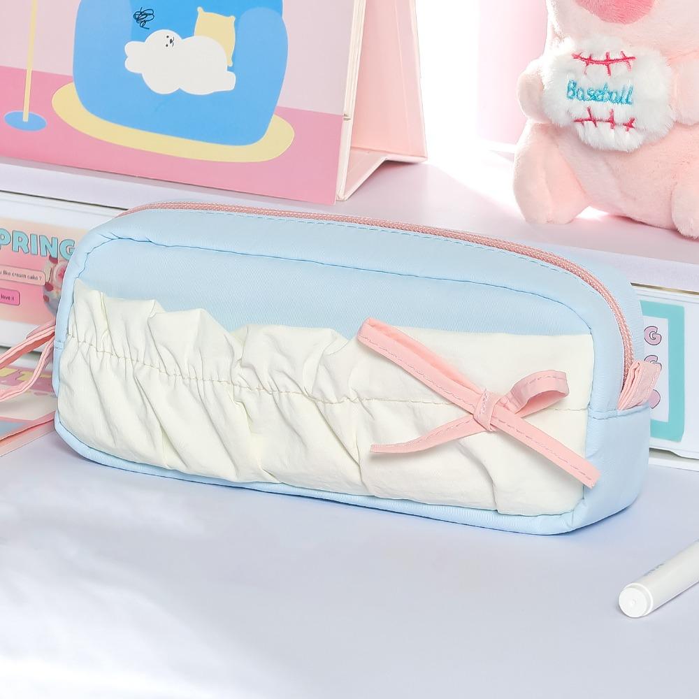 Multi-layer Pen Bag Color-blocking Stationery Storage Bag Portable Pencil Case Students Gift