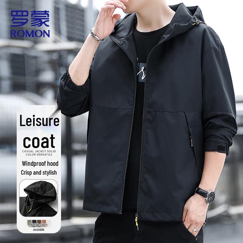 ROMON Мужская осенняя ветрозащитная куртка с капюшоном в деловом повседневном стиле