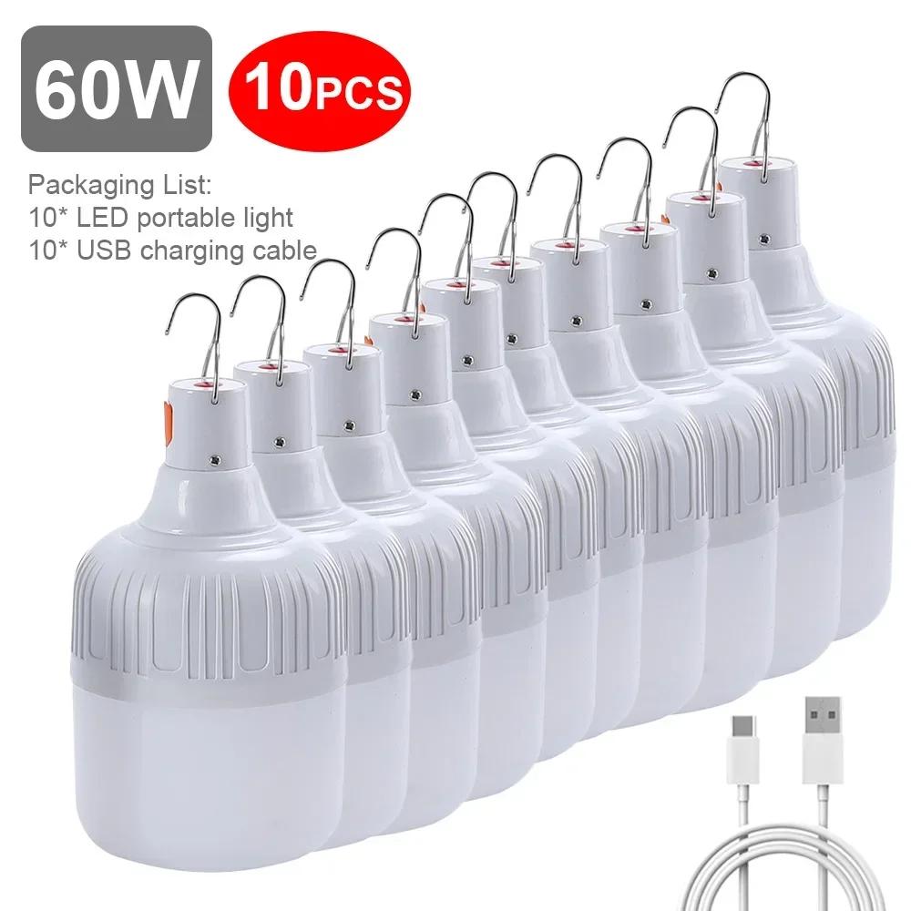 1-10PCS Lightweight to Carry Lanterns USB Rechargeable Market Emergency LED Lights 3 Modes Water Resistant Outdoor Use BBQ Camping Tent Lamp Bulbs