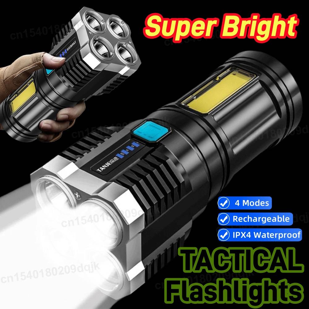 1-10PCS Powerful Flashlights Portable Rechargeable LED Camping Lamps Torch Light Waterproof Long Range Lanterns Self Defense