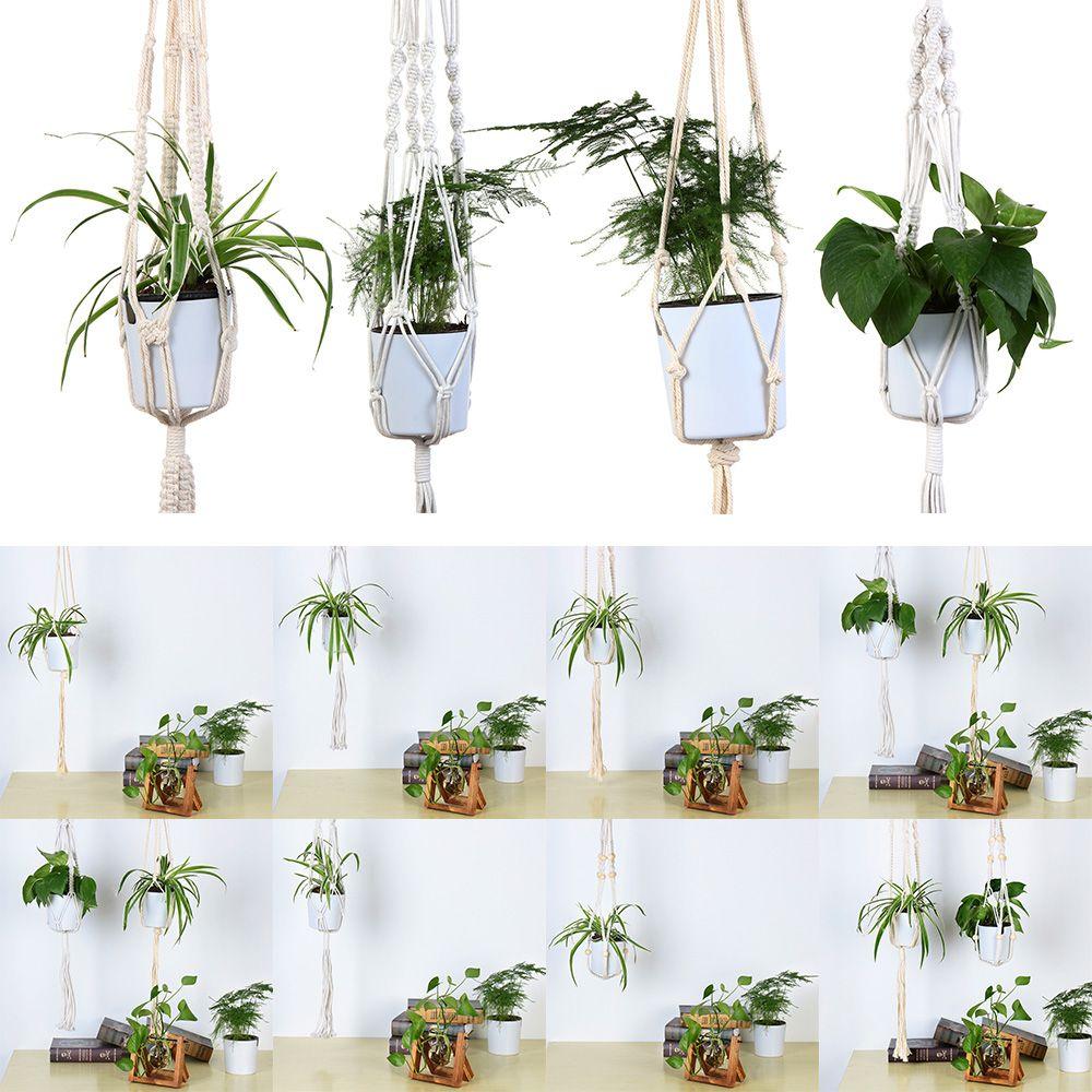 Indoor Hooks Macrame Hanging Basket Flower Pot Holder Garden Hanging Rope Plant Hanger