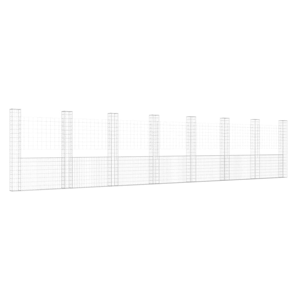 U Shaped Gabion Basket with 8 Posts Iron 860 x 20 x 200 cm