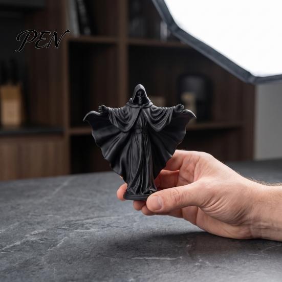 Прочная Матовая Черная Декоративная 3D-печатная Фигурка Скелета с Плащом, Готическая Статуэтка, Жуткая Настольная Загадочная Фигура Скульптура Мантия, Безликая