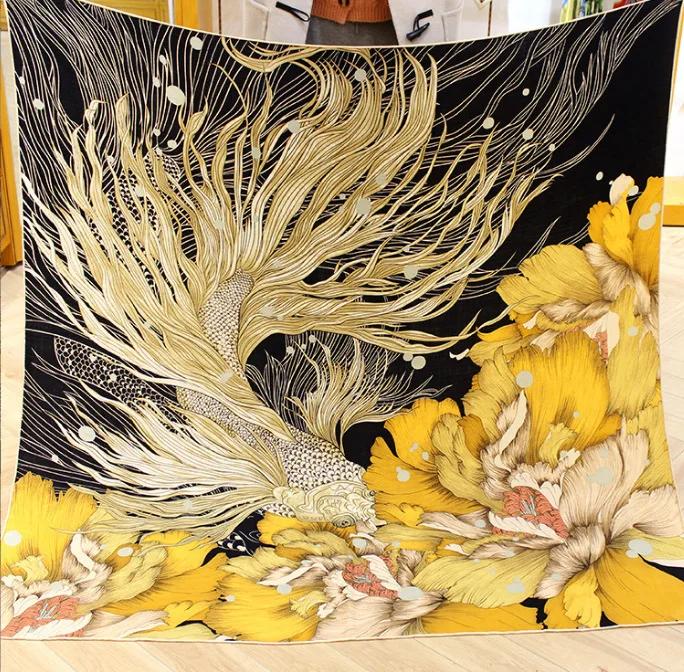 130 СМ Шарф из шелковой шерсти женский большой квадратный шарф шелковый шарф новый кашемировый универсальный платок тонкий