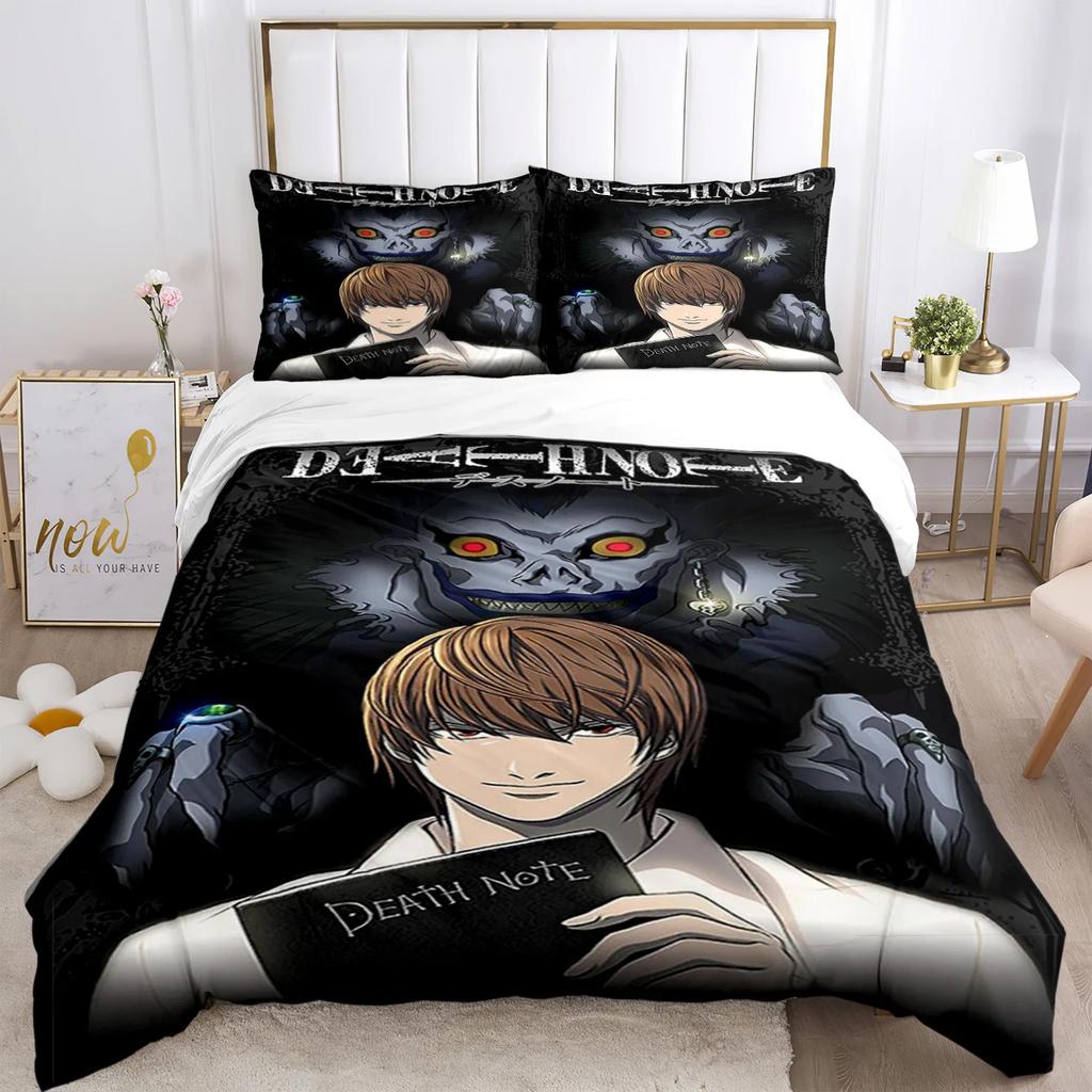 Death Note Print Three Piece Bedding Set Fashion Article Children or Adults for Beds Quilt Covers Pillowcases Bedding Set Gift
