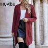 Women's Autumn and Winter Knitted Cardigan Commuter Loose Large Size Solid Colour Sweater Coat