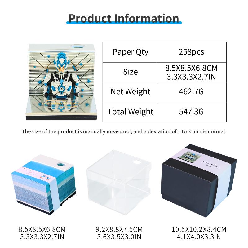 Classic 2027 Desk Calendar with LED Light 3D Tear-away Functional Office Decor