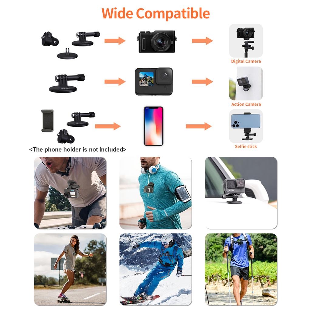 UURIG BH-06 Магнитный держатель для спортивной камеры на шею, быстросъемное крепление с винтовым адаптером 1/4 дюйма