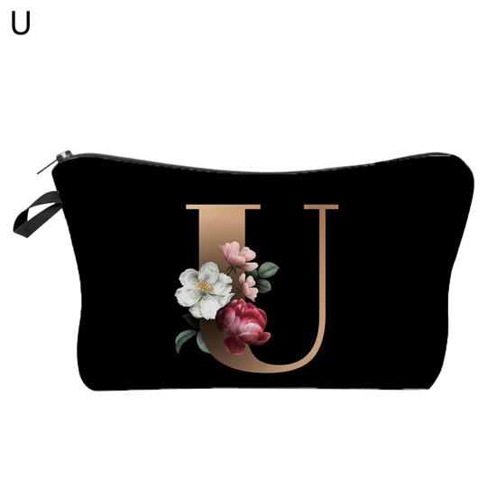 Cosmetic Bag 3D Digital Printing Letter Flower Pattern Female Multipurpose Delicate Pencil