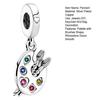 Artist Palette with Brushes Pendant Dangling Charm for Bag Rhinestone Decor Bracelet