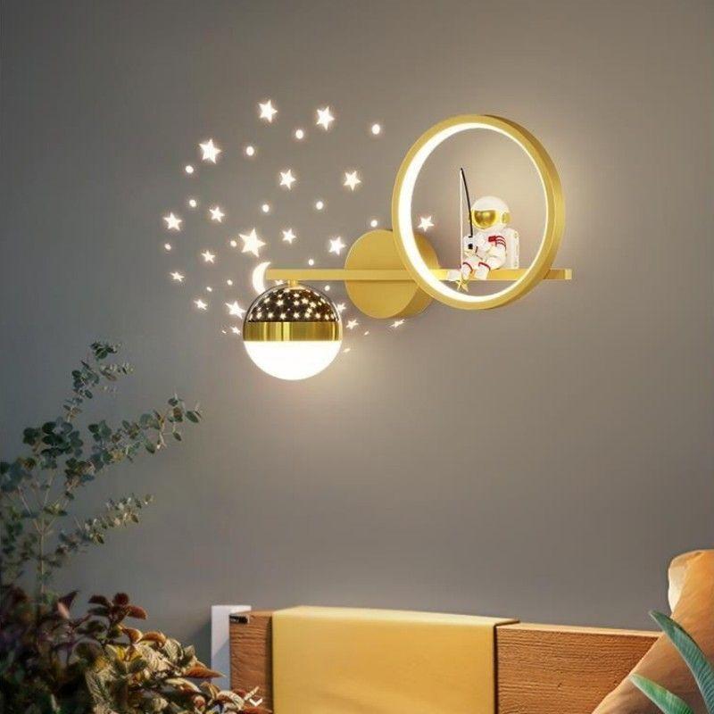 Настенный светильник для детской комнаты, креативный астронавт, мультяшный астронавт, звездное небо, прикроватная лампа для спальни