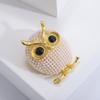 Брошь с совой для женщин, искусственный жемчуг, милые булавки для лацканов, пряжка, вечерние повседневные значки, ювелирные аксессуары
