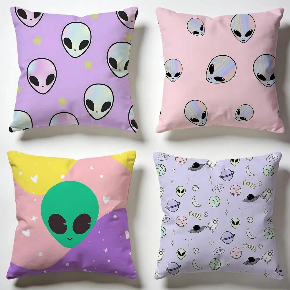 Whimsical Dreamy Aliens Cushion Cover Soft Pillow Cases for Home Bedroom Living Room Sofa