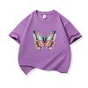 Kids Cotton T Shirt Colorful Floral Pattern Butterfly Print Crew Neck Short Sleeve Tee Casual Boys Girls Summer Tops