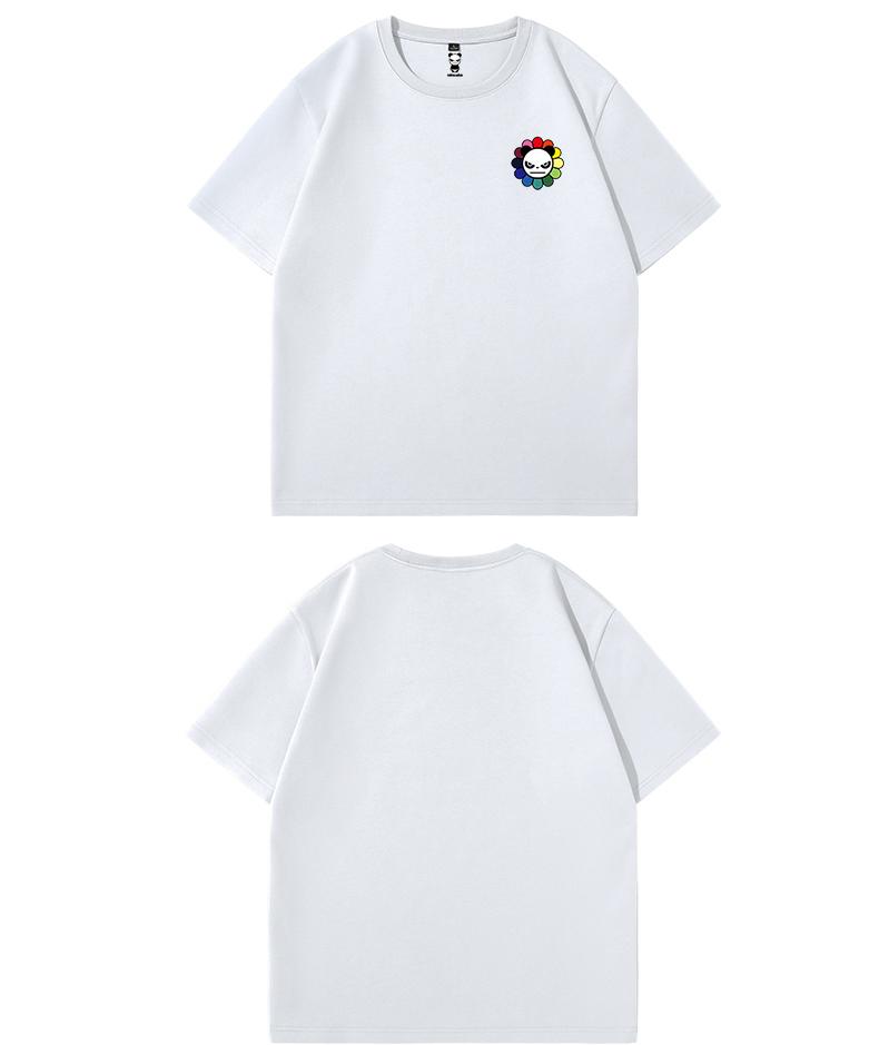 Fashionable fashion brand personalized short sleeved pure cotton T-shirt men's summer style couple white trendy t