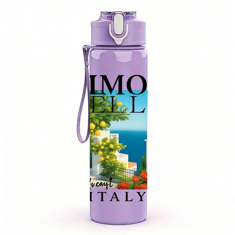 1PC Limoncello Italy Vintage Poster 750ml Color Plastic Sports Water Bottle Leakproof Flip Straw Lid Suitable for Sports Office Home Use