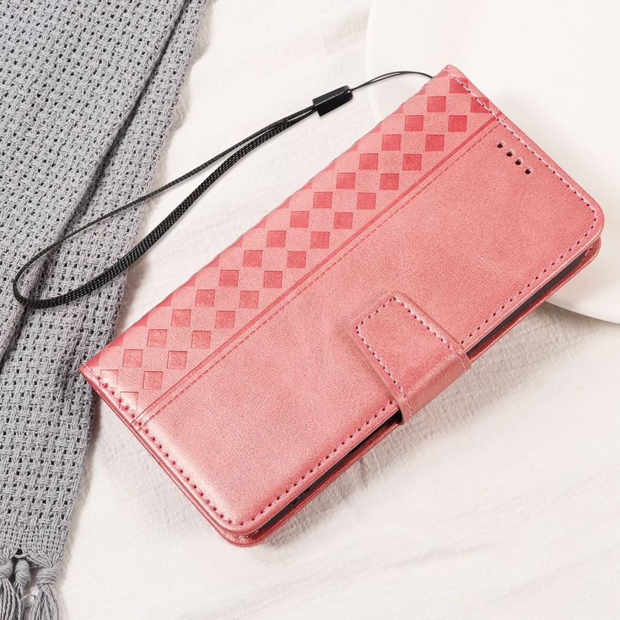 Однотонный Роскошный Тисненый Геометрический Чехол-кошелек для карт для iPhone/Samsung/Xiaomi Магнитная застежка Чехол для телефона Ремешок для руки Флип-крышка