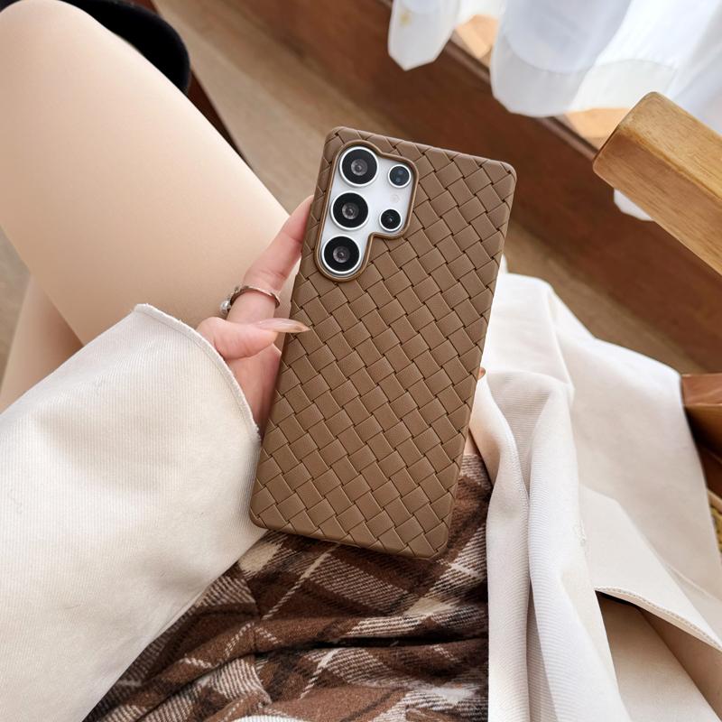 Премиальный однотонный мягкий кожаный чехол с плетением для Samsung S25 Ultra Galaxy S25PLUS, охлаждающая мягкая противоударная задняя крышка