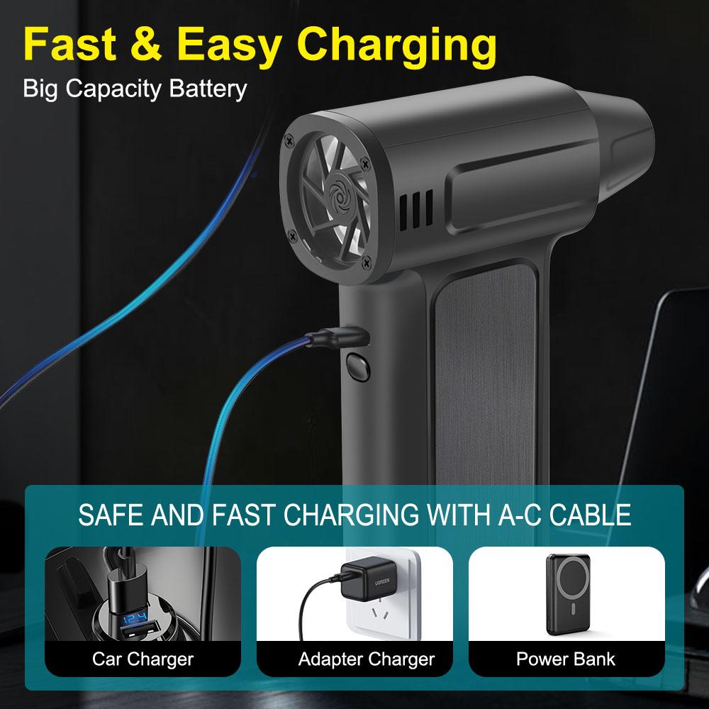 3 Outlet Nozzles Portable Car Accessories 2025 New Turbo Jet Fan Blowing Snow Car Fan Violent Hair Dryer Electric Air Duster Cleaning Blower Tool