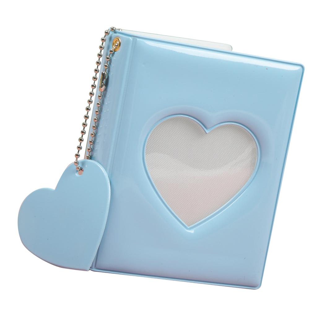 Pockets Photo Album Hollow Heart Cover DIY Making 3in Single Compartment PVC Pure Color Simple Style Picture Book Blue