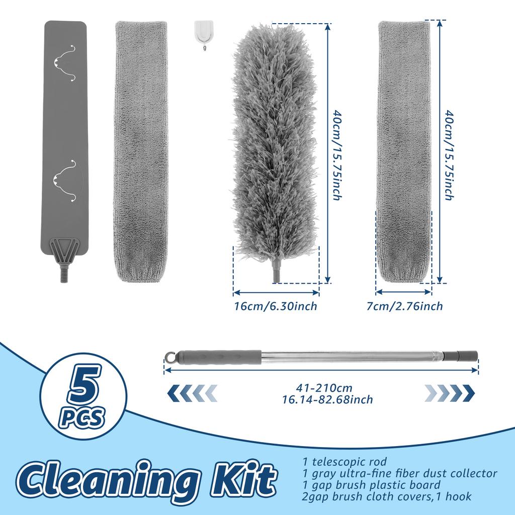 Duster Brush Microfiber Household Telescopic Long Handle Ceilings Fans Cleaning Car Furniture Gap Mop Brush Set