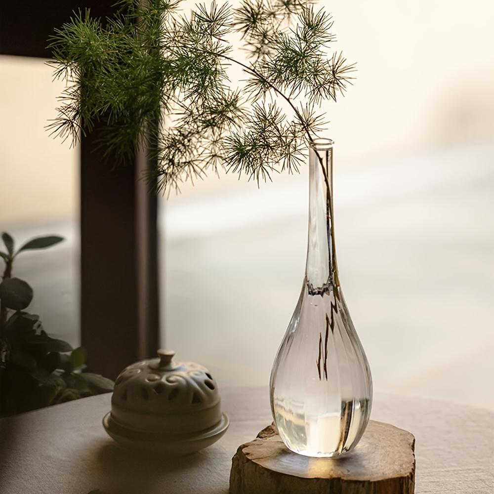 Современные стеклянные вазы-бутоньерки Дзен Домашний декор Прозрачная ваза цилиндрической формы для икебаны из одной ветки Настольный центральный элемент