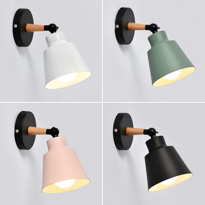 Xiaomi Nordic solid wood bedroom wall lamp modern minimalist Macaron LED wall lamp creative living room corridor bedside wall lamp