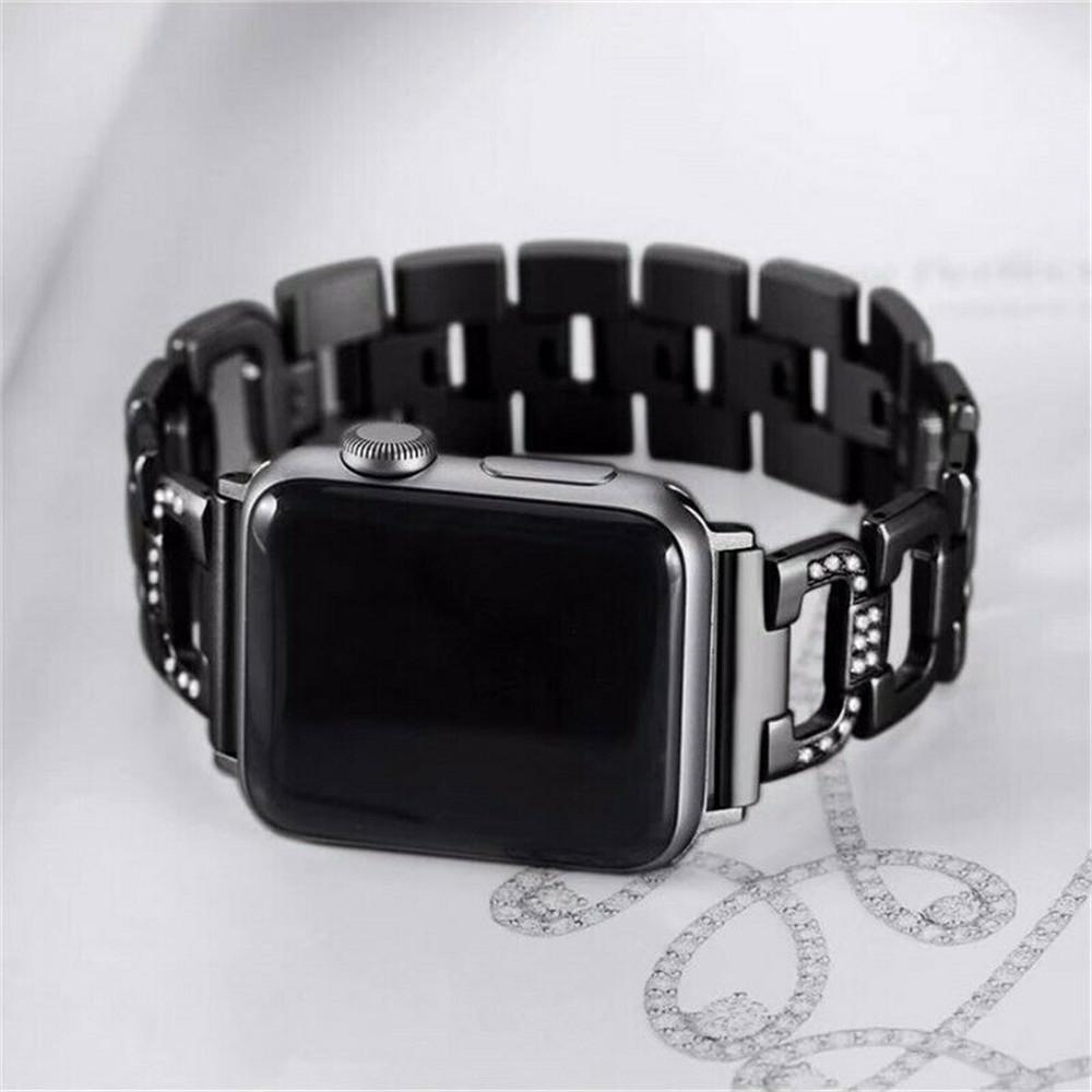 Ремешок для браслета с бриллиантами для Apple Watch Series 7 6 SE 5 4 3 2 1, ремешок для часов из нержавеющей стали для 38 мм, 40 мм, 41 мм, 42 мм, 44 мм, 45 мм, регулируемый ремешок на запястье