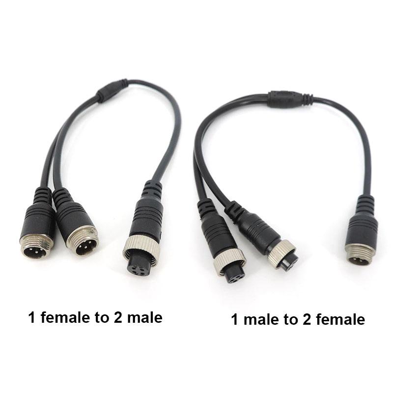 M12 4Pin Y Splitter Aviation Head To Aviation Head Male To 2 Female To 2 Male 4 Core Extension Cable Adapter for CCTV Camera