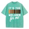 Vintage Womens Acid Wash T-Shirts It'S The Melanin For Me Printing Tees Oversize Comfortable Cotton Short Sleeve Clothes