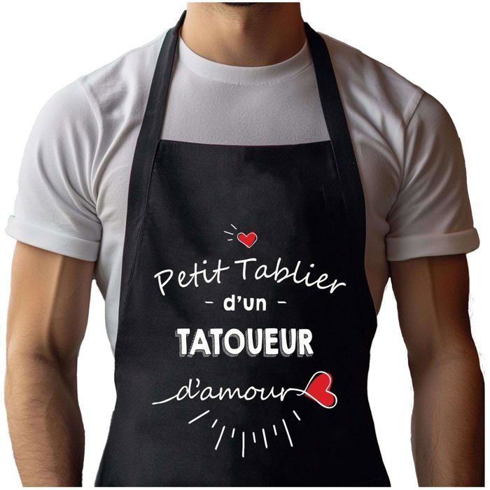 Tablier de cuisine - Sylvain d'amour - Noir - Coton épais - Impression bretonne