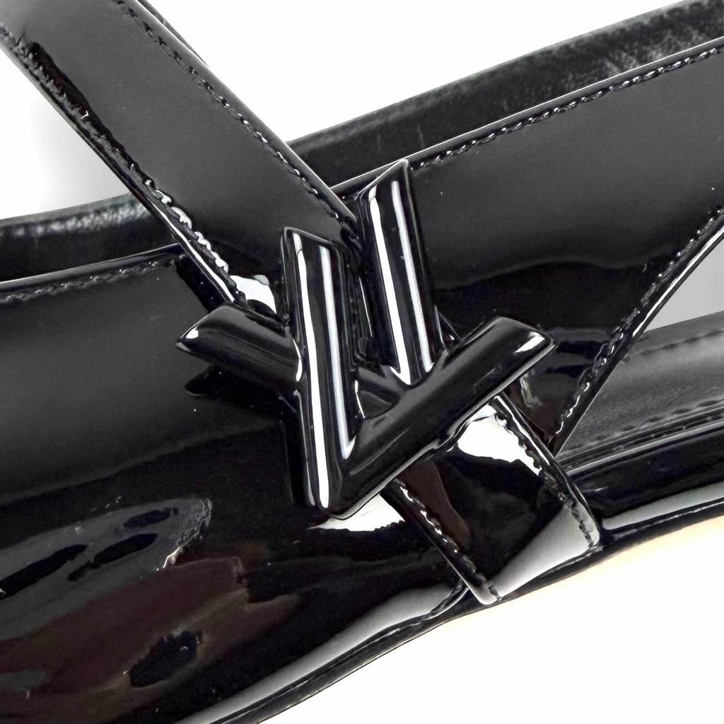 Отличные туфли-лодочки LOUIS VUITTON Romy Slingback Pump черный эмаль Женские 37.5 Б/у