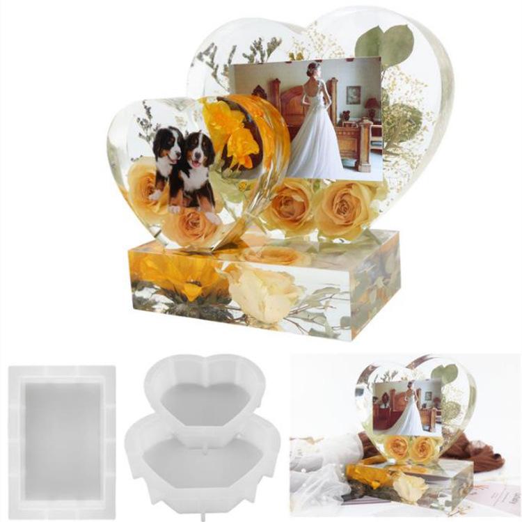 DIY Mold, Crystal Dropper, Epoxy Resin, Heart-shaped Photo Frame, Heart-shaped Ornament, Rectangular Combination, Mirror, Silicone Mold